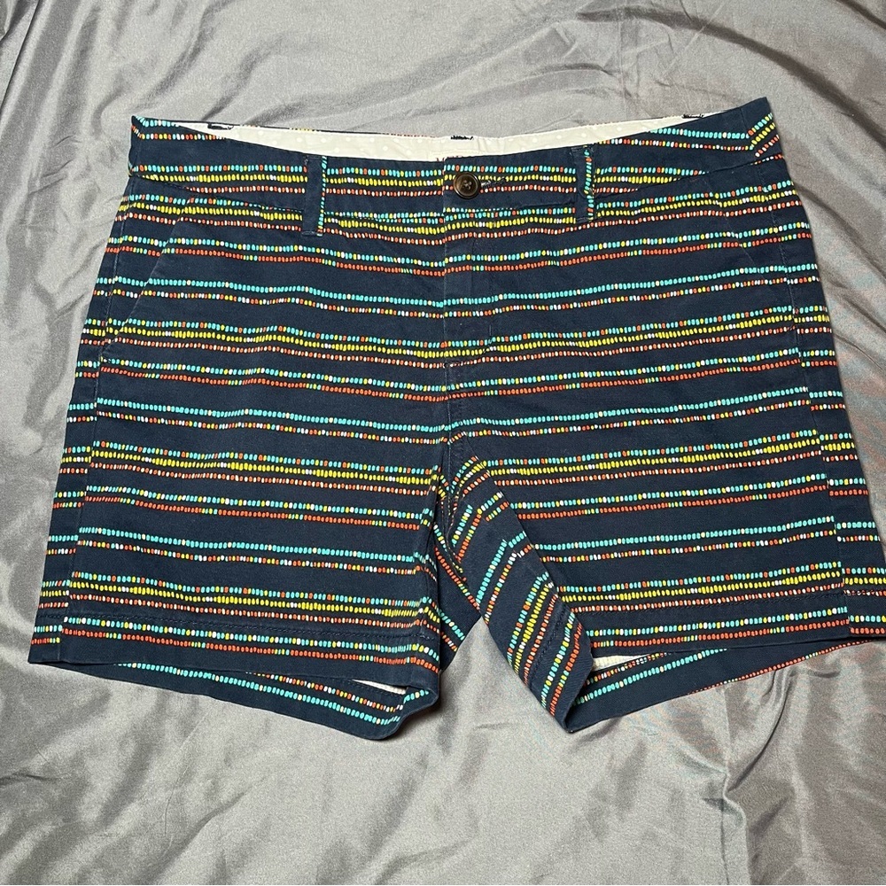 Merona Women’s Navy Red Teal Striped Chino Shorts, size 6, colorful - Picture 12 of 12